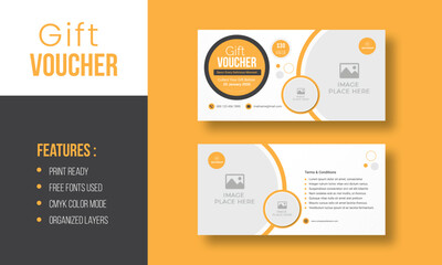 Gift Voucher Template Promotion Sale discount, Gold background, vector illustration | Editable template