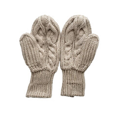 warm mittens on transparent background, single object