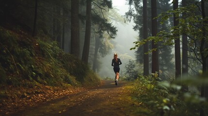 Fototapeta premium person walking in the woods