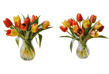 Bouquet of red and yellow tulips