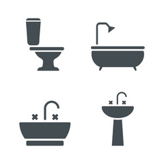 Bathroom icon set. Flat illustration. White background.