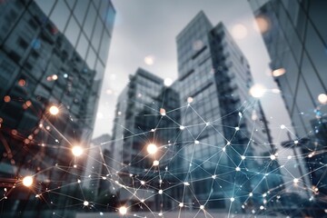 Modern city wireless communication concept.