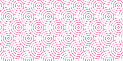 Overlapping Pattern Minimal diamond geometric waves spiral and abstract circle wave line. pink color seamless tile stripe geometric create retro square line backdrop pattern white background.