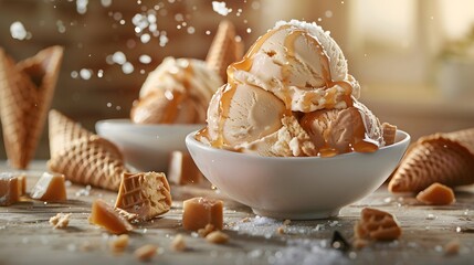 Caramel Swirl Ice Cream with Swirling Caramel