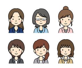 シンプルでかわいいビジネス人物イラスト（女性・上半身）