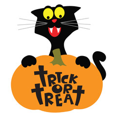 Funny Halloween black cat
vector cartoon illustration