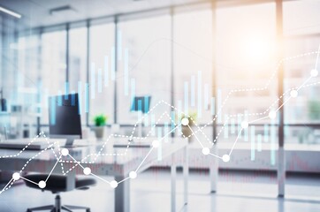 Abstract financial graph on modern interior