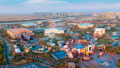 Obraz premium Aerial Photography of Scenery in Fangte Tourist Area, Ningbo City, Zhejiang Province, China