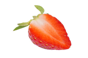 a half slice of red strawberry isolated transparent