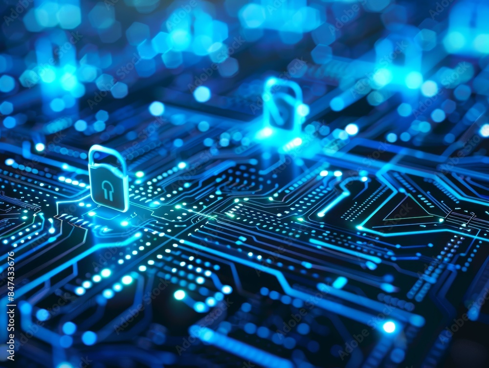 Poster abstract background of cyber security and internet safety in digital times - ai