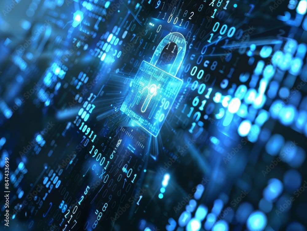 Poster abstract background of cyber security and internet safety in digital times - ai