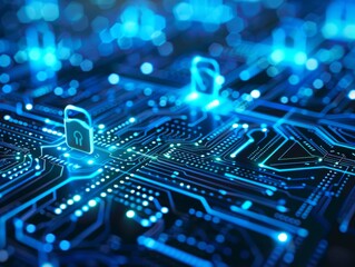 Obraz premium Abstract background of cyber security and internet safety in digital times - ai