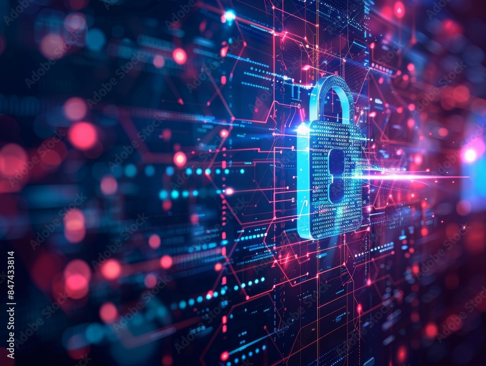 Poster abstract background of cyber security and internet safety in digital times - ai