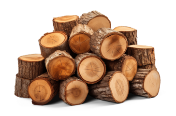 Wood logs. Cut out on transparent	