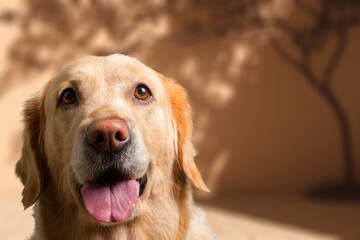 portrait of cute smart domestic dog at home
