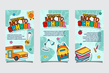 back to school Social Media Stories Templates Illustration