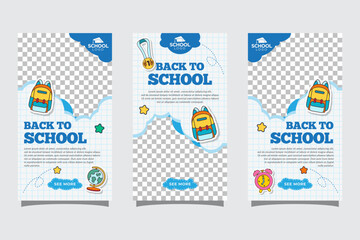back to school Social Media Stories Templates Illustration