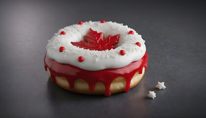canada day themed donuts decorated with the colors of the canadian flag