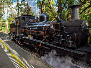 Obraz premium Black Steam Locomotive Built 1950