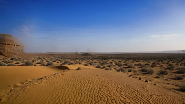 Tall Rock Formations in the Sahara Desert During the Day