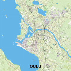 Oulu, Finland map poster art