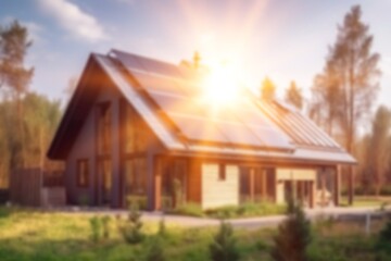 Obraz premium Solar Panels on Private House Roof