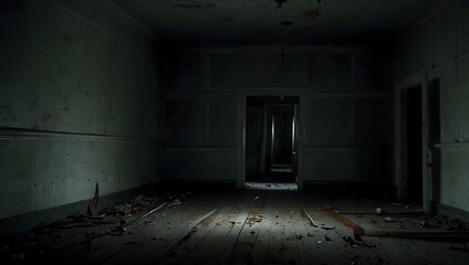 Obraz premium The eerie silence of the scary room is broken only by the faint sound of something moving in the darknes ai_generated