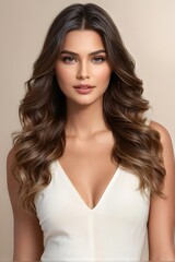 Naklejka premium Portrait of a Beautiful Young Woman with Pristine Skin, Highlighting Face Care, Cosmetology, and Spa