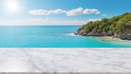 Fototapeta premium Uncluttered Product Placement: Spacious White Marble Tabletop with Copy Space