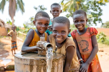 Children Accessing Clean Water at Pump