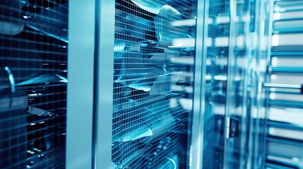 Close-up on innovative factory air filter, improving workspace, no people, health tech, clear focused lighting 