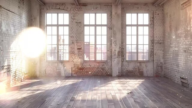 empty room corner with large window seamless looping overlay 4k virtual video animation background