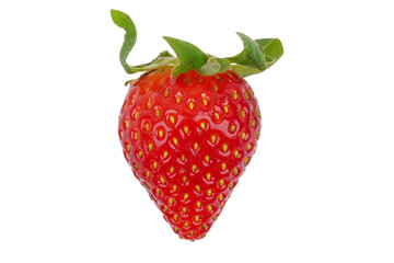 one fresh red strawberry isolated transparent