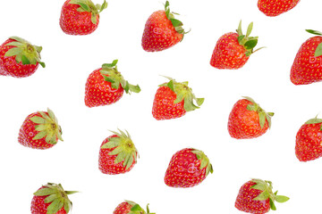 pattern of many red strawberries isolated transparent