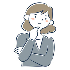 悩んでいる女性の上半身