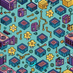 Seamless pattern of symbolic representations of Turing's test for artificial intelligence, Generative AI