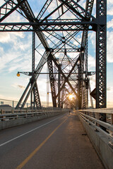 Alexandra Bridge from Ottawa, Ontario to Gatineau city of Quebec during sunset.