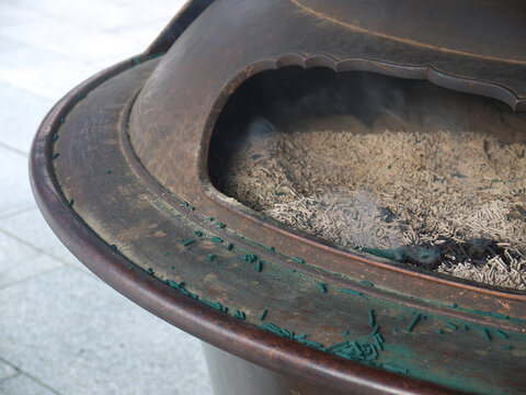 Japanese koro incense burner at Buddhist temple