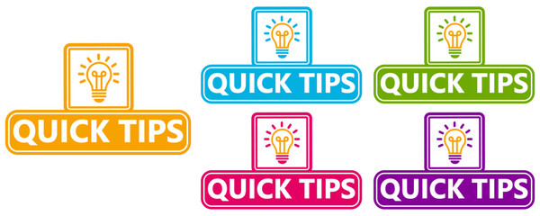 Set collections quick tips trendy colorful icon sign. Helpful tricks labels design template Vector illustration