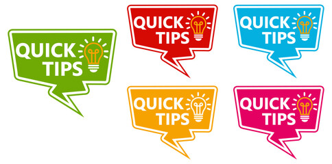 Set collections quick tips trendy colorful icon sign. Helpful tricks labels design template Vector illustration
