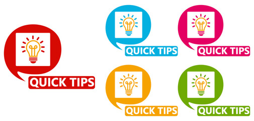 Set collections quick tips trendy colorful icon sign. Helpful tricks labels design template Vector illustration