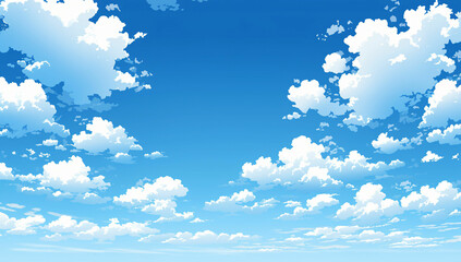 cloud with blue sky in animation style anime background