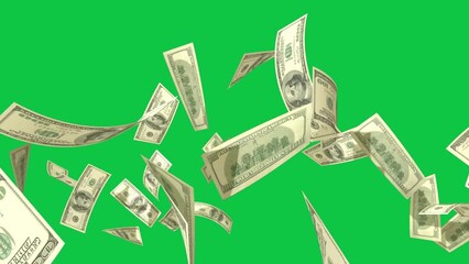 Money explosions green screen, Falling money 