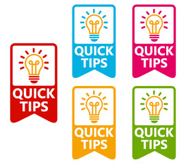 Set collections quick tips trendy colorful icon sign. Helpful tricks labels design template Vector illustration