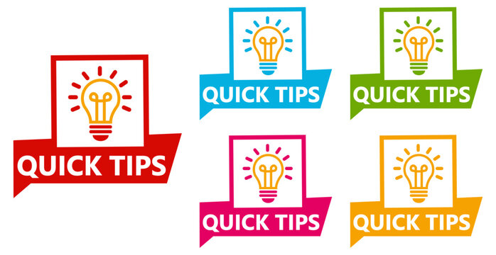Set collections quick tips trendy colorful icon sign. Helpful tricks labels design template Vector illustration