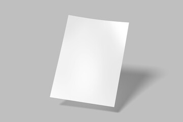 White paper A4 3D Rendering for mockup