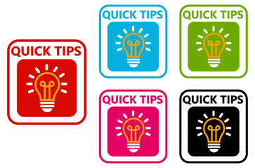 quick tips sticker sign set. Helpful tips information label symbol template vector illustration	