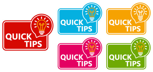 quick tips sticker sign set. Helpful tips information label symbol template vector illustration	