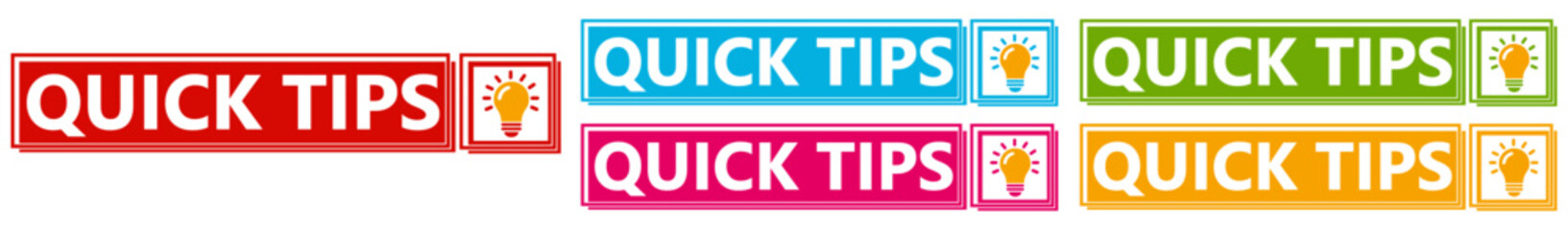 set quick tips badge labels icon. Tips and tricks tutorial symbol design template vector illustration	