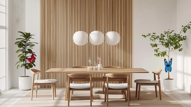 interior dining room wall mockup seamless looping overlay 4k virtual video animation background